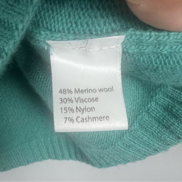 NWT Benetton Green Turtleneck Wool Cashmere Bend Size S - Picture 7 of 7